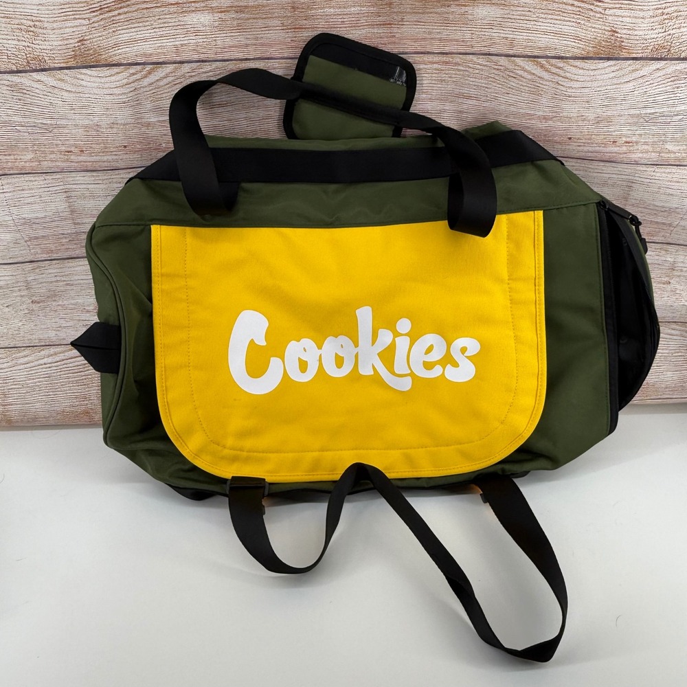 NEW Cookies Parks Utility Smell Proof Duffel Bag Green Yellow  Travel Gym Bag